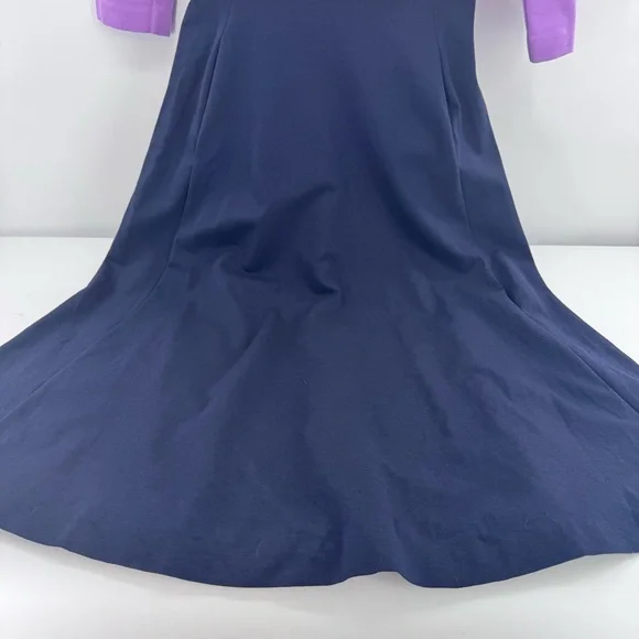 Boden Fit & Flare Midi Dress Purple Navy Blue Color block Ponte Knit Size‎ 6L - Picture 4 of 11